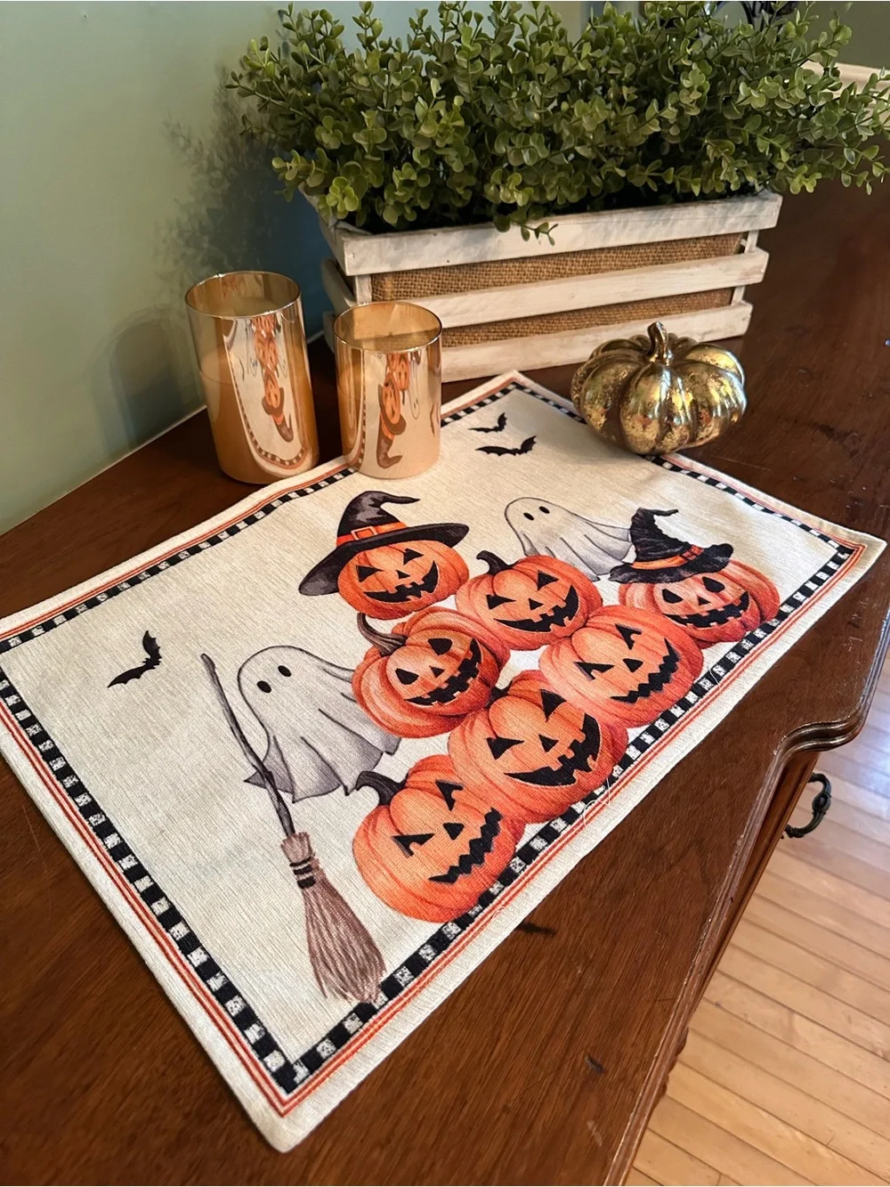 Halloween Pumpkin & Ghost Placemat Centerpiece – New